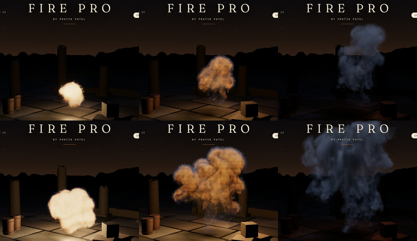 One explosion at three moments. Top row: lumpiness 0, about what the page did. Bottom row: the new lumpy injection and jittered push.